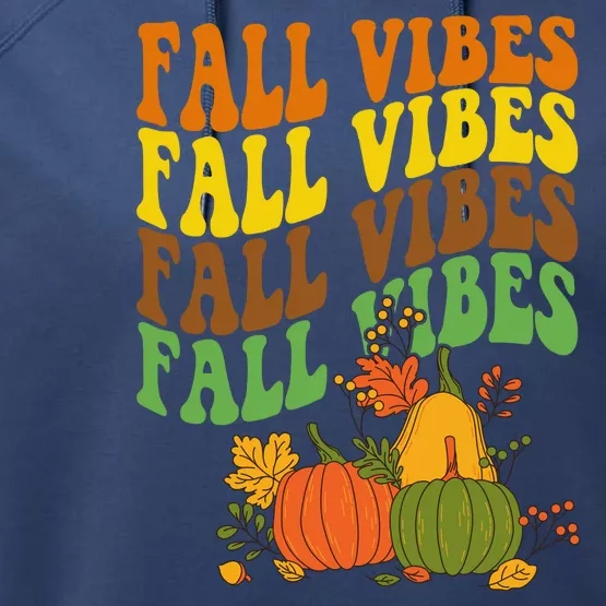 Fall Vibes Season Retro Pumpkin Performance Fleece Hoodie