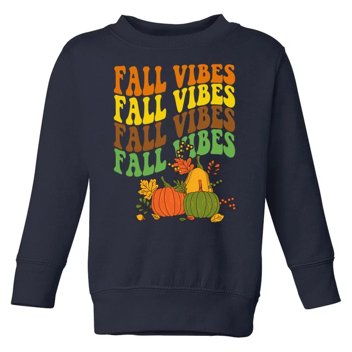 Fall Vibes Season Retro Pumpkin Toddler Sweatshirt