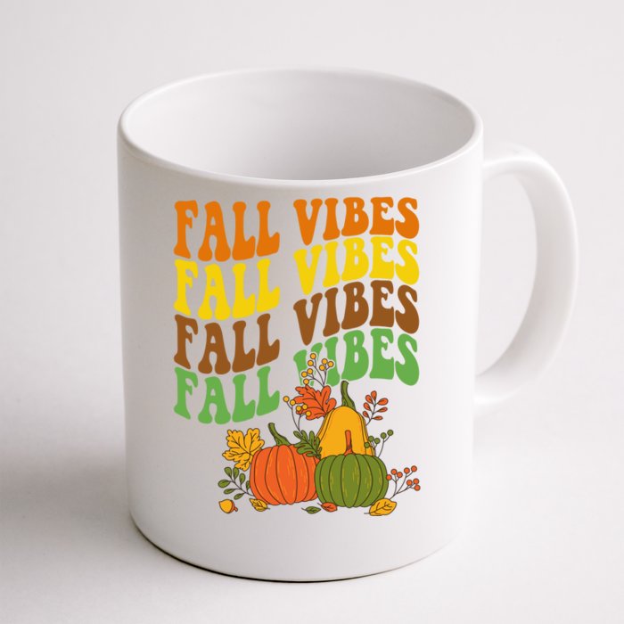 Fall Vibes Season Retro Pumpkin Front & Back Coffee Mug