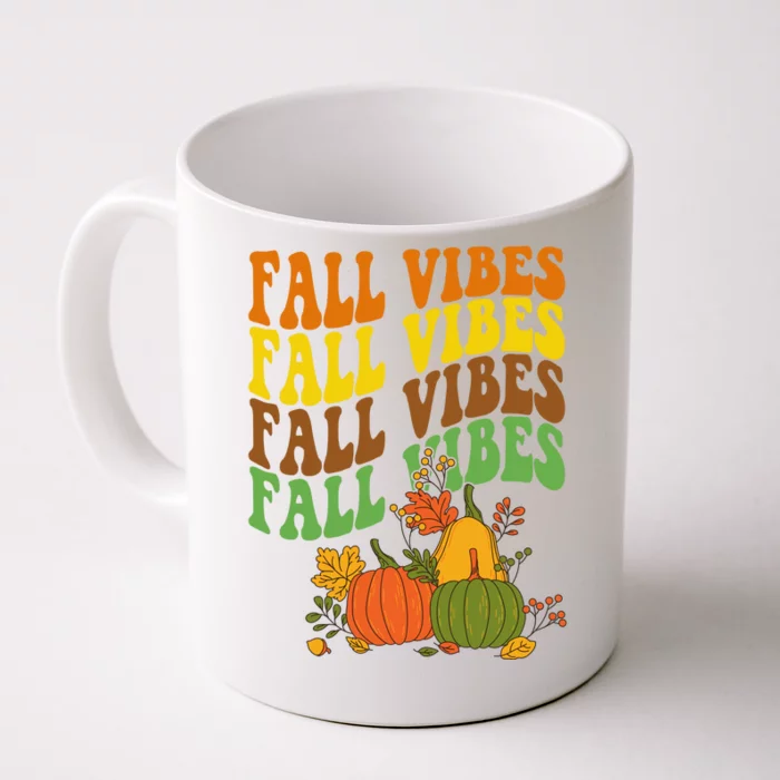 Fall Vibes Season Retro Pumpkin Front & Back Coffee Mug