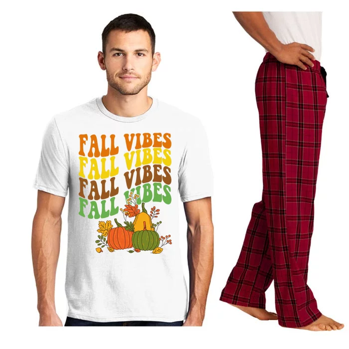 Fall Vibes Season Retro Pumpkin Pajama Set