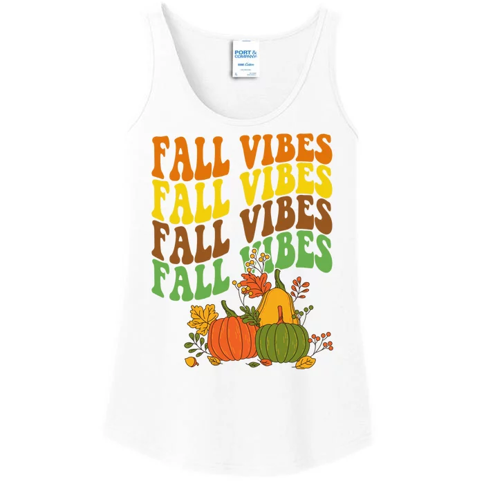 Fall Vibes Season Retro Pumpkin Ladies Essential Tank