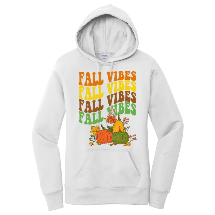 Fall Vibes Season Retro Pumpkin Women's Pullover Hoodie