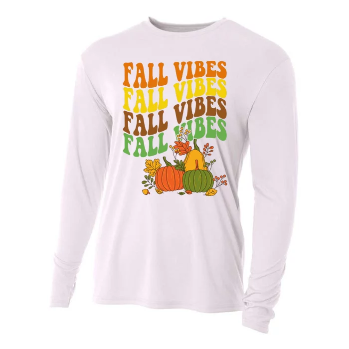 Fall Vibes Season Retro Pumpkin Cooling Performance Long Sleeve Crew