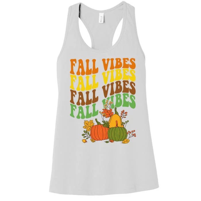 Fall Vibes Season Retro Pumpkin Women's Racerback Tank