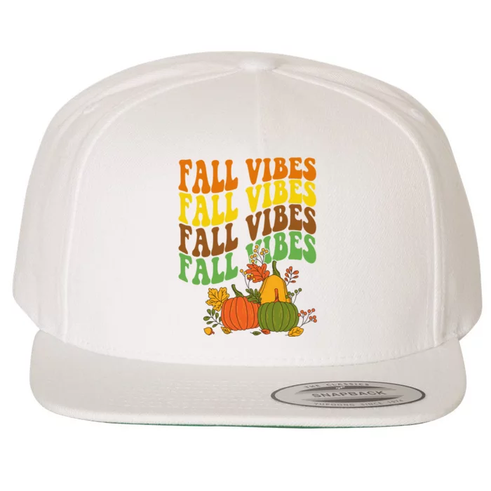 Fall Vibes Season Retro Pumpkin Wool Snapback Cap