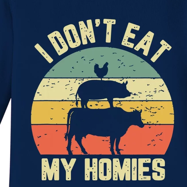 Funny Vegan Shirts I Dont Eat My Homies Vegetarian Vegan Baby Long Sleeve Bodysuit