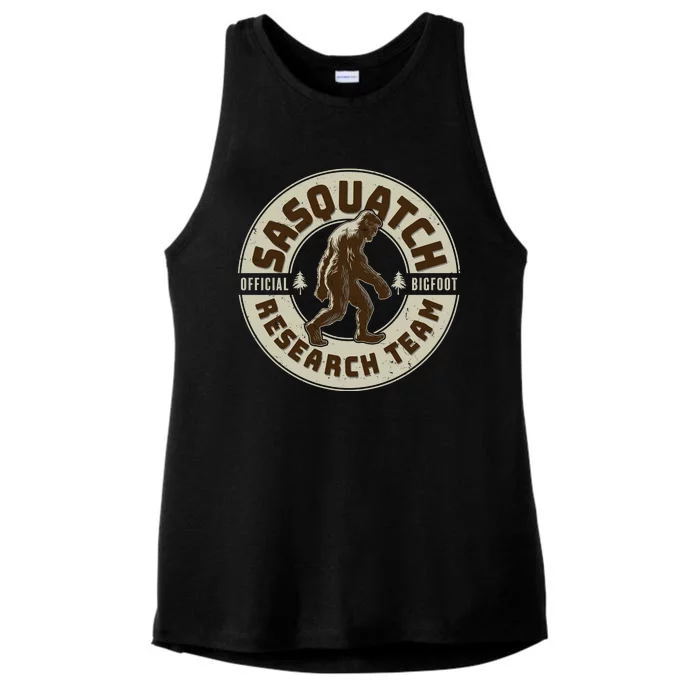 Funny Vintage Sasquatch Research Team Emblem Ladies Tri-Blend Wicking Tank