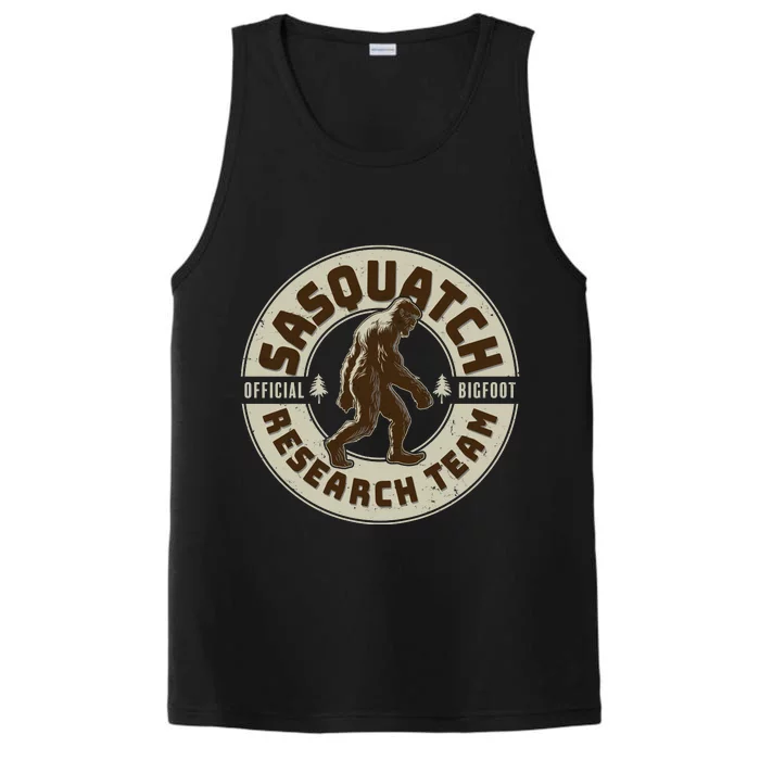 Funny Vintage Sasquatch Research Team Emblem Performance Tank