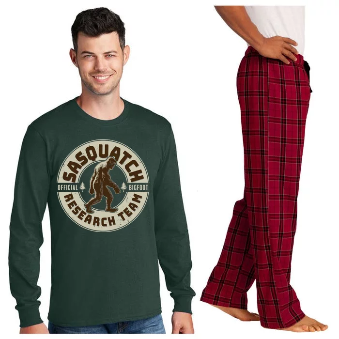 Funny Vintage Sasquatch Research Team Emblem Long Sleeve Pajama Set