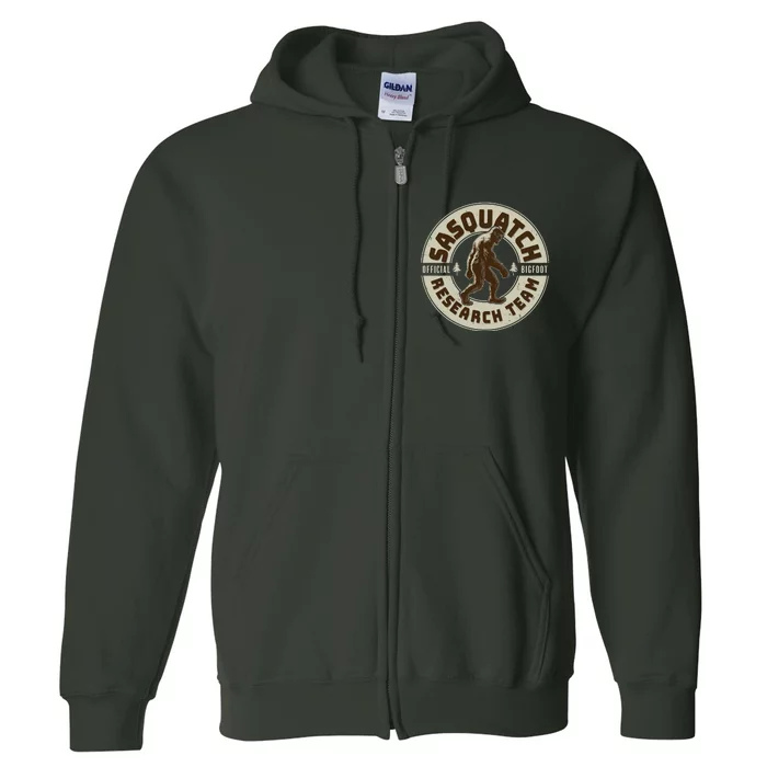 Funny Vintage Sasquatch Research Team Emblem Full Zip Hoodie