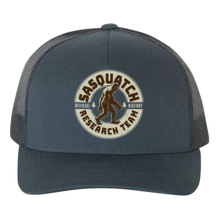 Funny Vintage Sasquatch Research Team Emblem Yupoong Adult 5-Panel Trucker Hat