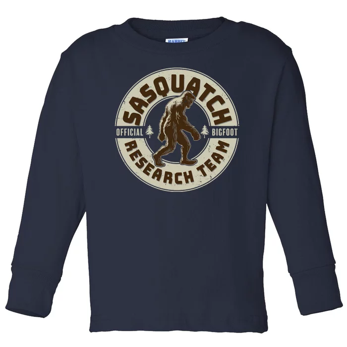 Funny Vintage Sasquatch Research Team Emblem Toddler Long Sleeve Shirt