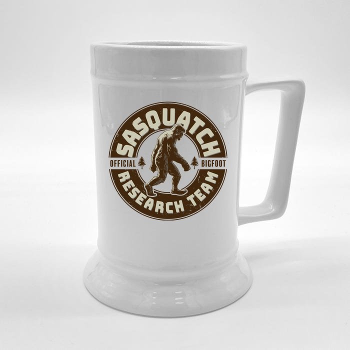 Funny Vintage Sasquatch Research Team Emblem Front & Back Beer Stein