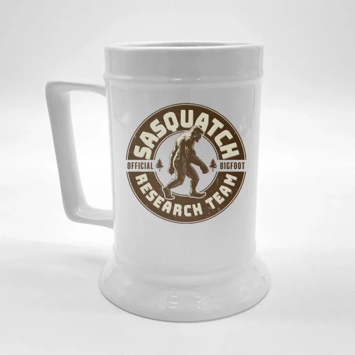 Funny Vintage Sasquatch Research Team Emblem Front & Back Beer Stein