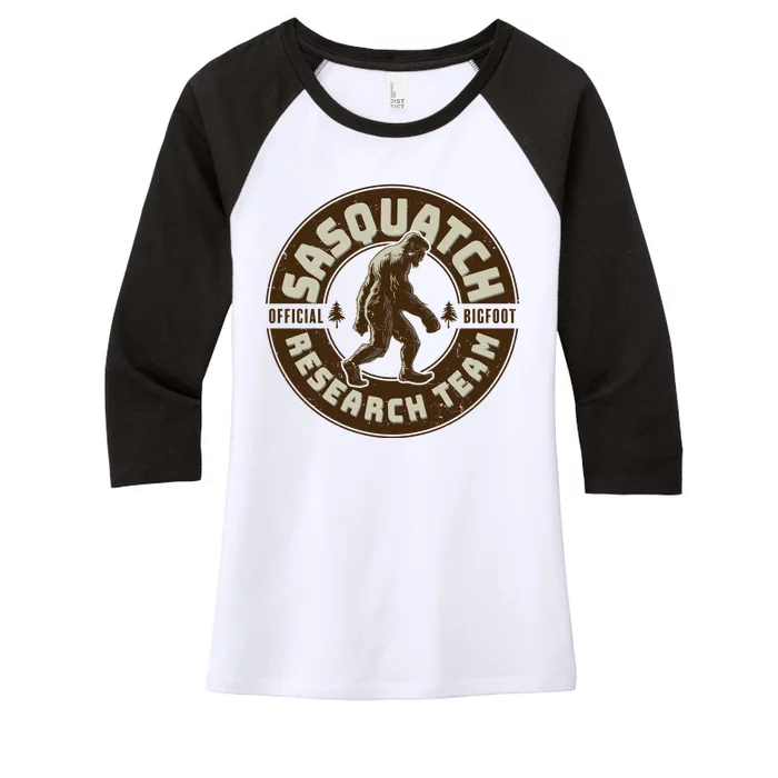 Funny Vintage Sasquatch Research Team Emblem Women's Tri-Blend 3/4-Sleeve Raglan Shirt