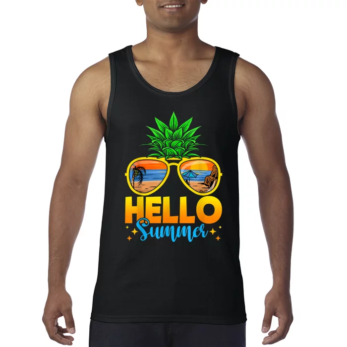 Family Vacation Sunglasses Pineapple Hello Summer Tank Top