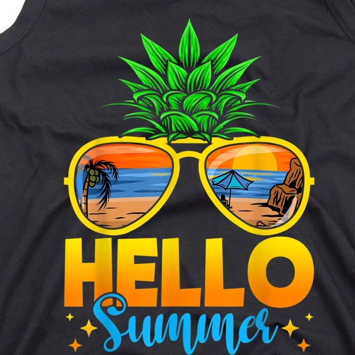 Family Vacation Sunglasses Pineapple Hello Summer Tank Top