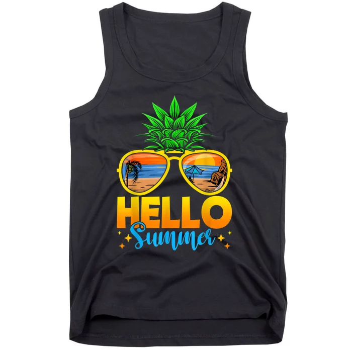 Family Vacation Sunglasses Pineapple Hello Summer Tank Top