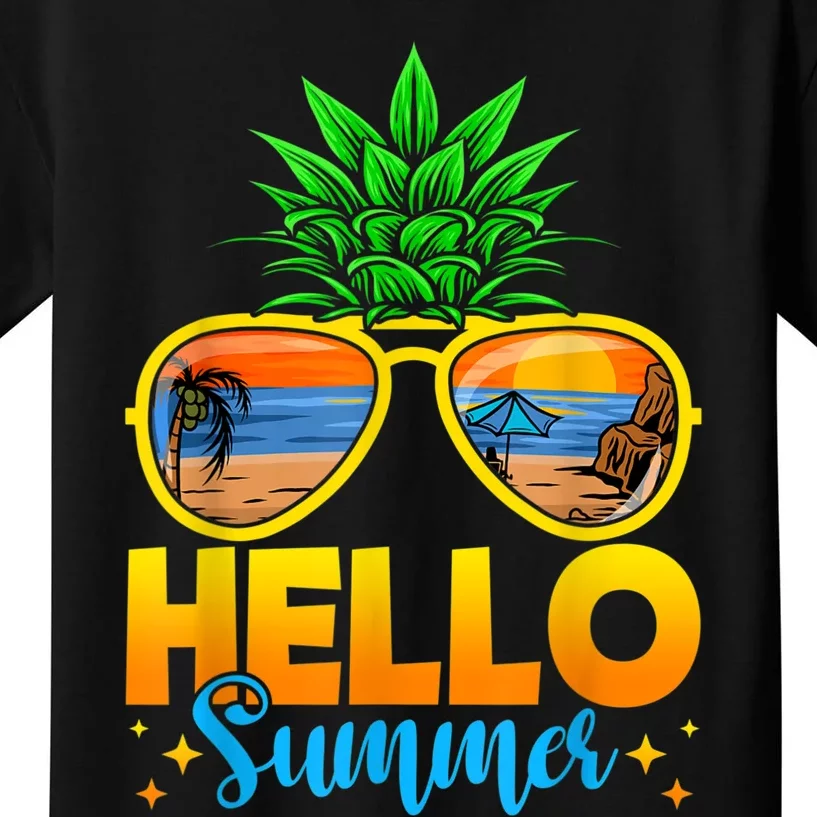 Family Vacation Sunglasses Pineapple Hello Summer Kids T-Shirt