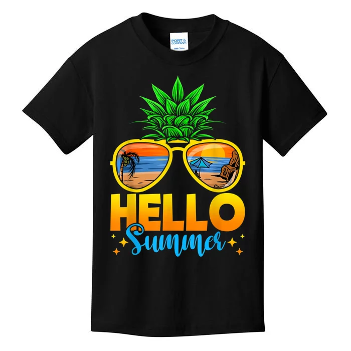 Family Vacation Sunglasses Pineapple Hello Summer Kids T-Shirt