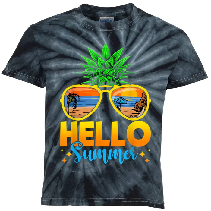 Family Vacation Sunglasses Pineapple Hello Summer Kids Tie-Dye T-Shirt