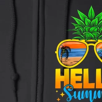 Family Vacation Sunglasses Pineapple Hello Summer Full Zip Hoodie