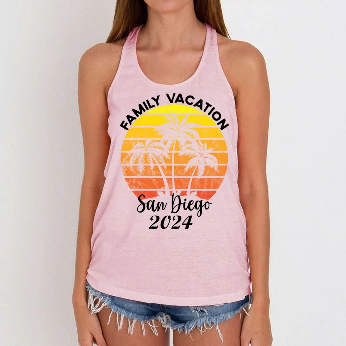 Family Vacation San Diego 2024 Matching Family Beach Women's Knotted Racerback Tank