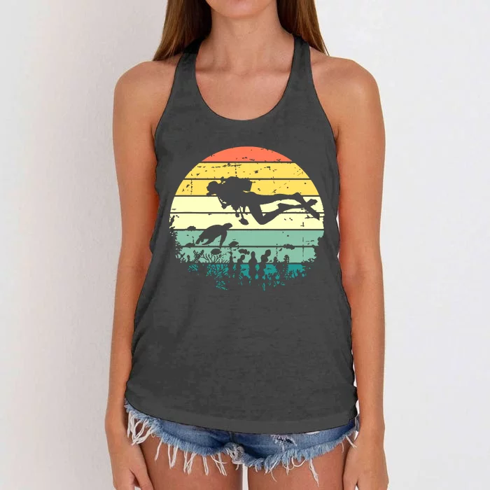 Funny Vintage Scuba Diving Dive Diver Women's Knotted Racerback Tank