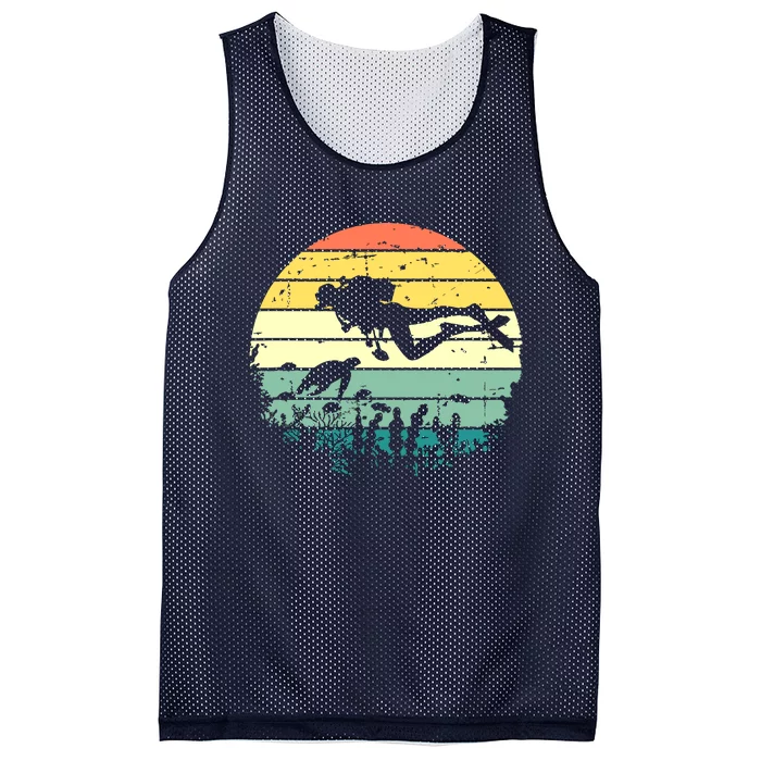 Funny Vintage Scuba Diving Dive Diver Mesh Reversible Basketball Jersey Tank