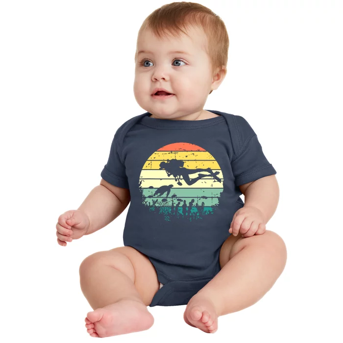 Funny Vintage Scuba Diving Dive Diver Baby Bodysuit