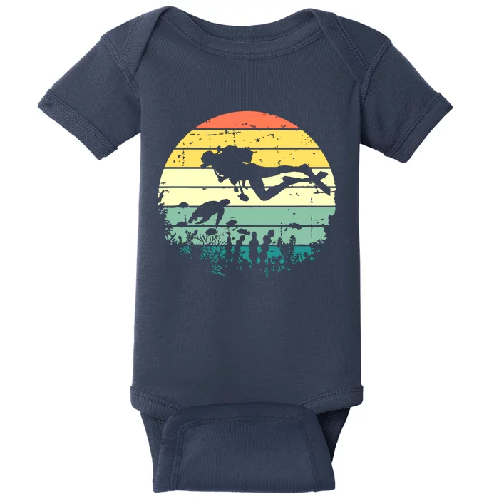 Funny Vintage Scuba Diving Dive Diver Baby Bodysuit