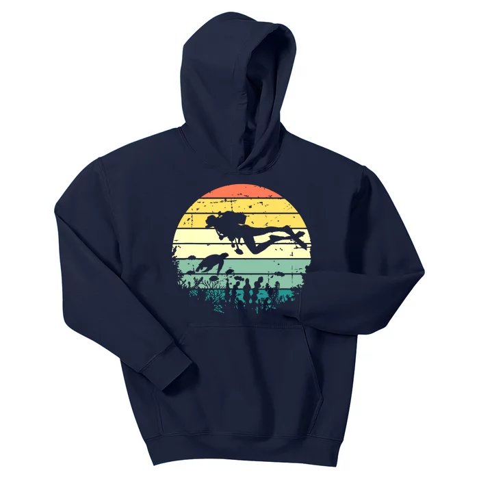 Funny Vintage Scuba Diving Dive Diver Kids Hoodie