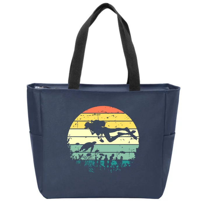 Funny Vintage Scuba Diving Dive Diver Zip Tote Bag