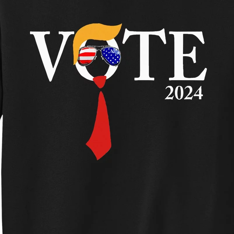 Funny Vote Trump 2024 Hair Tie Red Sunglasses Us Flag Sweatshirt