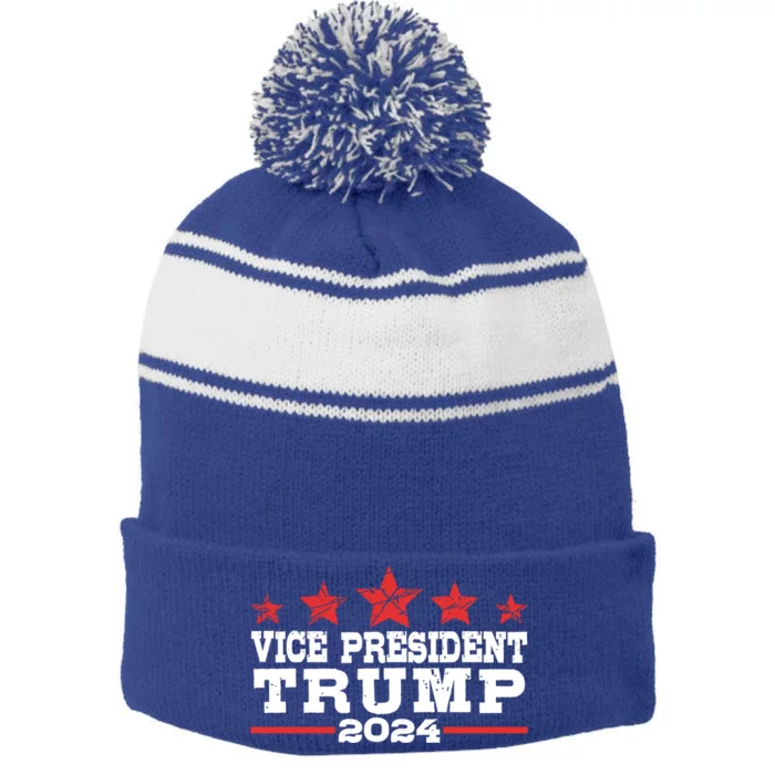 Funny Vp Trump Funny Biden Election Vp Trump 2024 Cute Gift Stripe Pom Pom Beanie