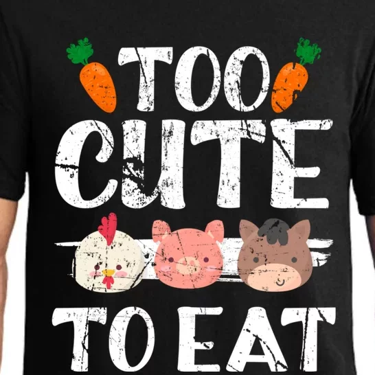 Funny Vegan Too Cute To Eat Vegetarian Save Animals Gift Pajama Set