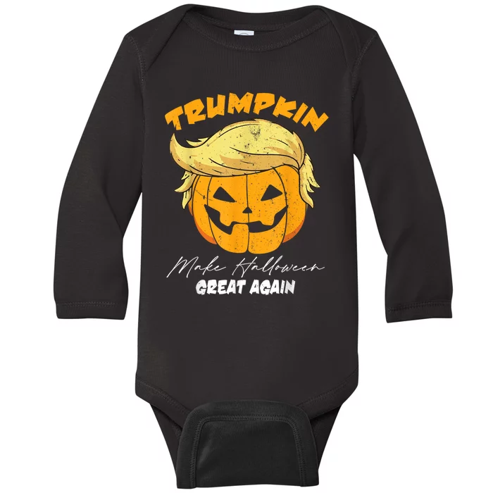 Funny Vintage Trumpkin Make Halloween Great Again Baby Long Sleeve Bodysuit