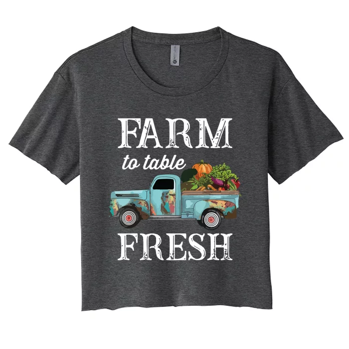 Farm Vegetables Truck Farm To Table Fresh Women's Crop Top Tee