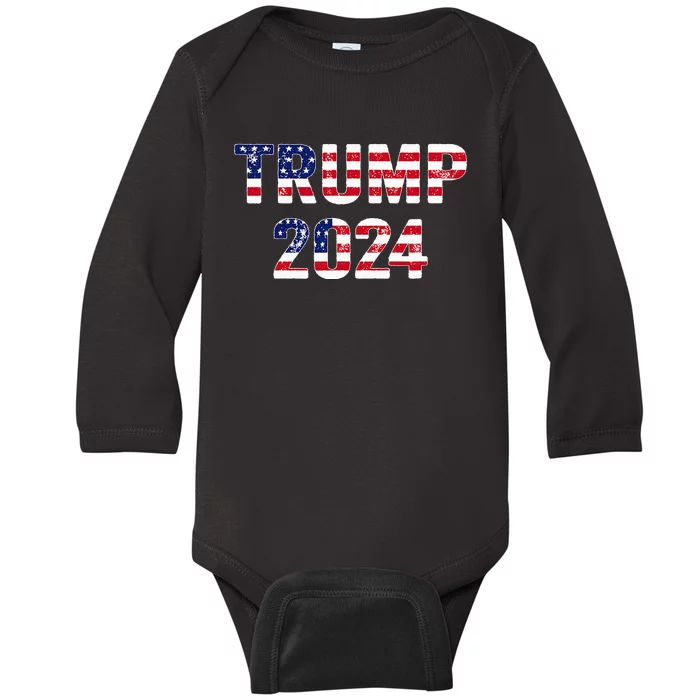 Funny Vintage Trump 2024 Election Gift Wo Baby Long Sleeve Bodysuit