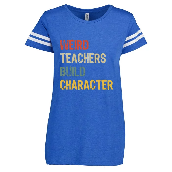 Funny Vintage Teacher Weird Teachers Build Character Gift Enza Ladies Jersey Football T-Shirt