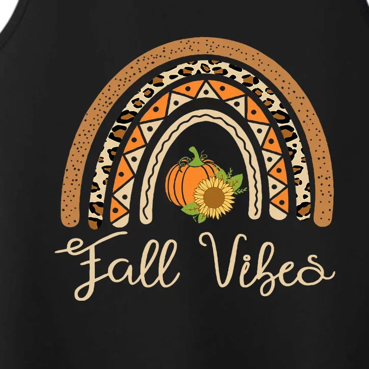 Fall Vibes Thanksgiving Leopard Rainbow Pumpkin Sunflower Performance Tank