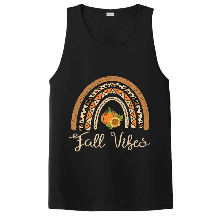 Fall Vibes Thanksgiving Leopard Rainbow Pumpkin Sunflower Performance Tank