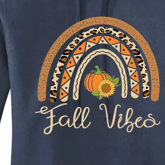 Fall Vibes Thanksgiving Leopard Rainbow Pumpkin Sunflower Women's Pullover Hoodie