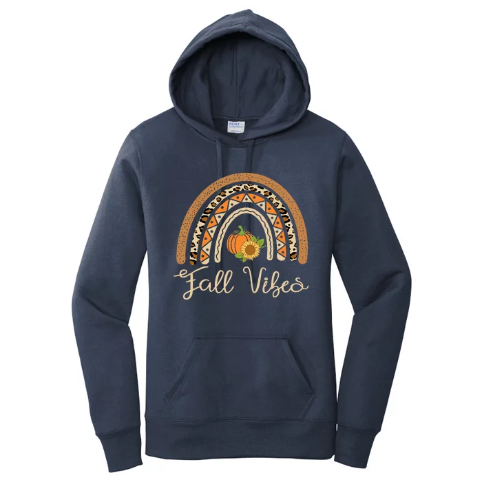 Fall Vibes Thanksgiving Leopard Rainbow Pumpkin Sunflower Women's Pullover Hoodie