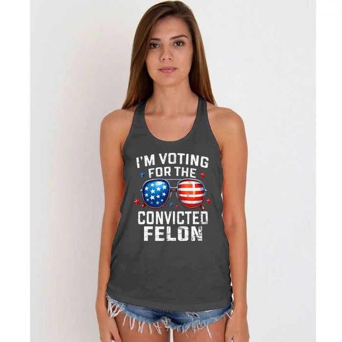 Funny Voting Trump 2024 IM Voting For The Convicted Felon Women's Knotted Racerback Tank