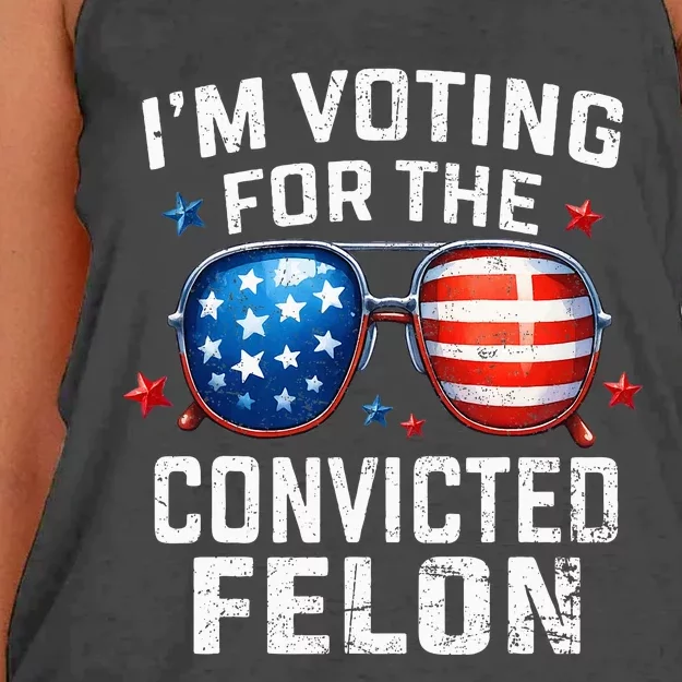 Funny Voting Trump 2024 IM Voting For The Convicted Felon Women's Knotted Racerback Tank