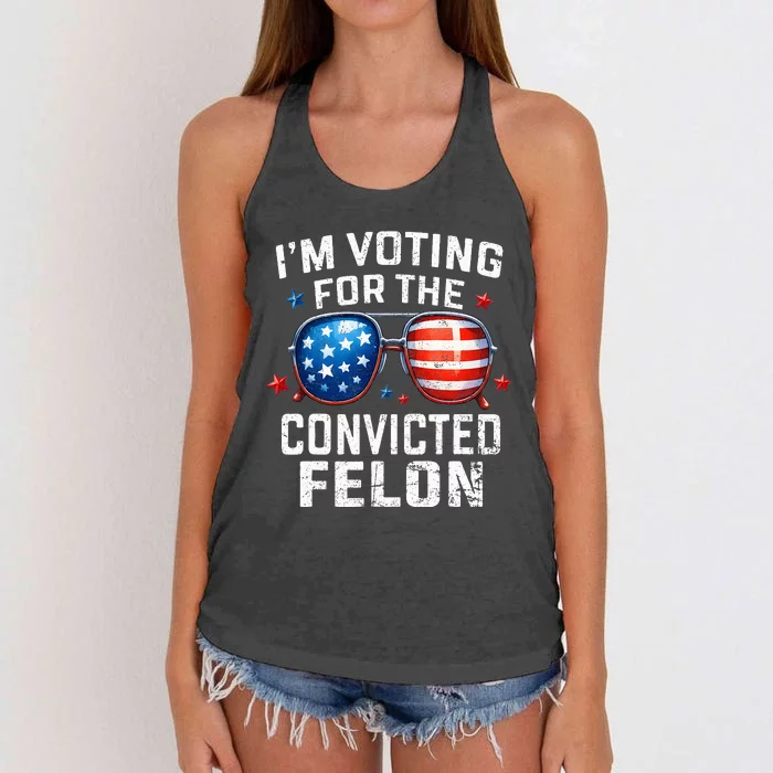 Funny Voting Trump 2024 IM Voting For The Convicted Felon Women's Knotted Racerback Tank