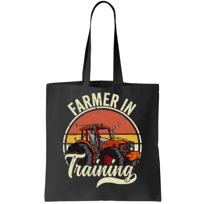 Funny Vintage Tractor Idea Farmer In Training Tote Bag