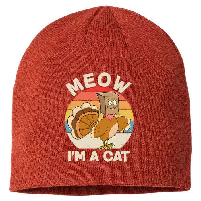 Funny Vintage Thanksgiving Turkey Meow I'm A Cat 8 1/2in Sustainable Knit Beanie